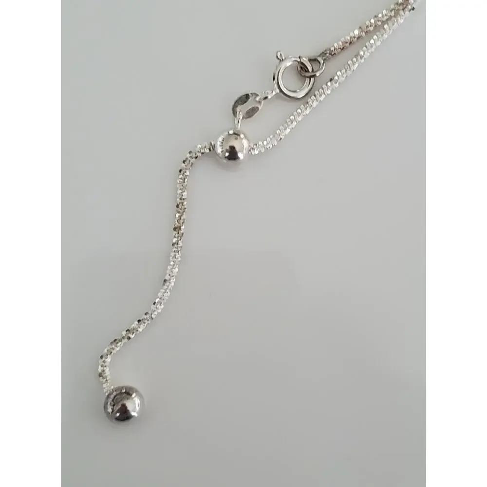 Vintage Diamond Etched Sterling Silver Heart Necklace